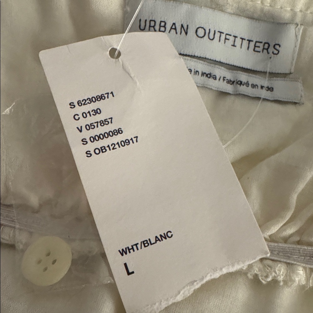 URBAN OUTFITTERS Cream White Sleeveless Mini Dress Boho Bohemian L Vacation - Picture 6 of 6